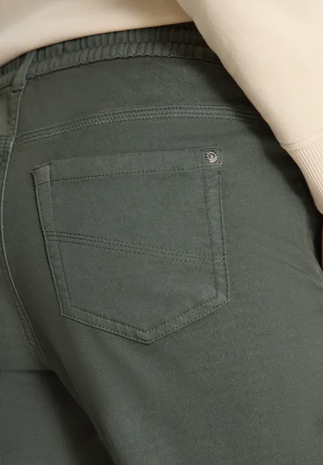 Mid Waist Slim Leg Pantalon Loose Fit sea weed khaki