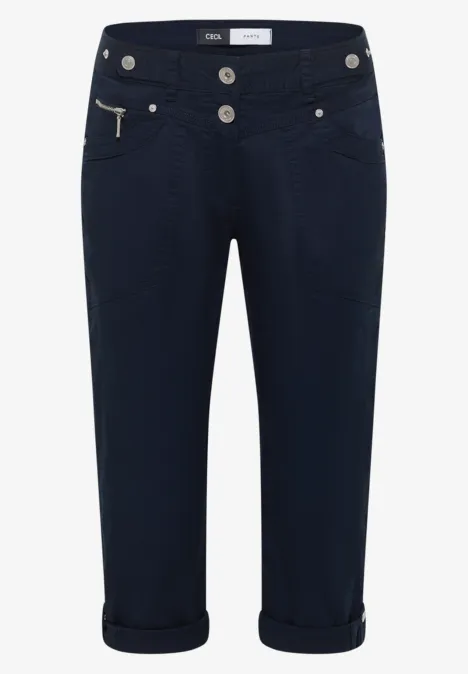 Mid Waist Slim Leg Hose mit Turn-Up universal blue