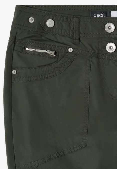 Mid Waist Slim Leg Hose mit Turn-Up clear khaki