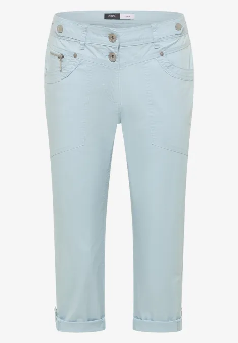 Mid Waist Slim Legs broek met omslag diamond blue