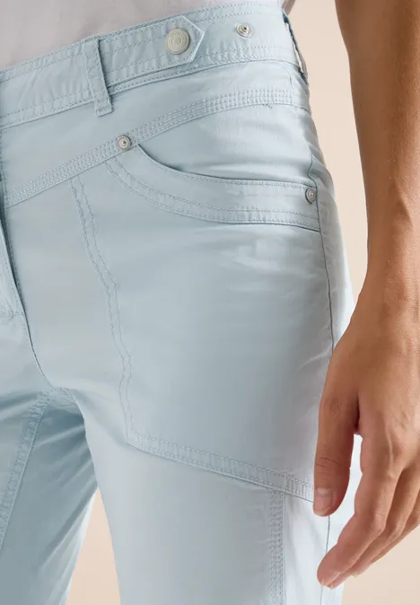 Mid Waist Slim Legs broek met omslag diamond blue