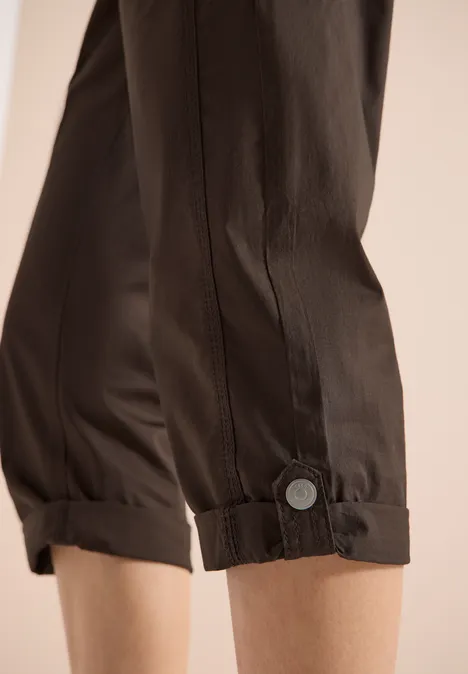 Mid Waist Slim Legs broek met omslag brown cacao