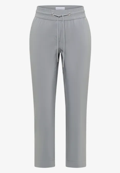 Grijze vrijetijdsbukser met trekkoord en rechte pijpen