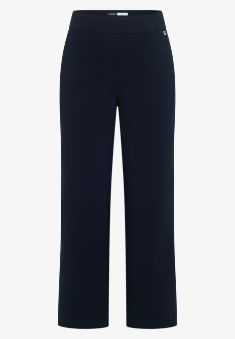 Zwarte damesbroek met hoge taille, wijde pijpen en rechte pasvorm, voor een comfortabele, casual look.