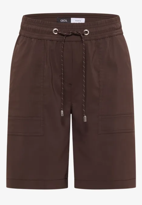 Straight Legs shorts in een Loose Fit brown cacao Bruine bermuda met elastische taille, koordsluiting en opgestikte zakken