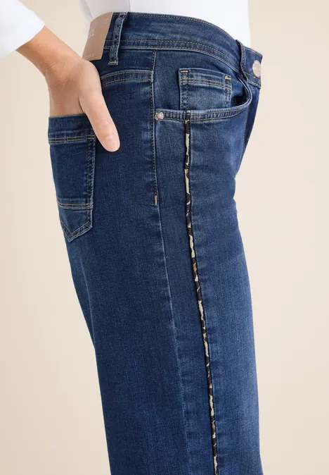 Jeans mit Gallonstreifen Dark blue wash