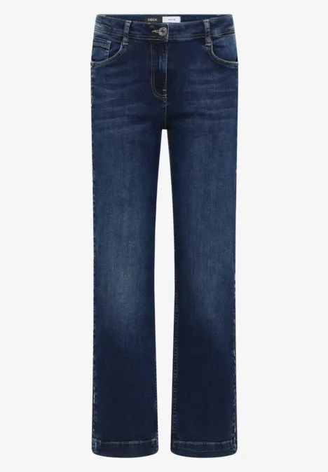 Jeans mit Gallonstreifen Dark blue wash