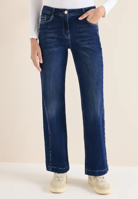 Jeans mit Gallonstreifen Dark blue wash