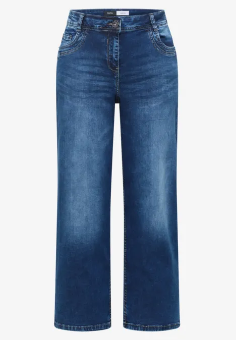 Culotte en jean mid blue used wash Culotte en jean mid blue used wash