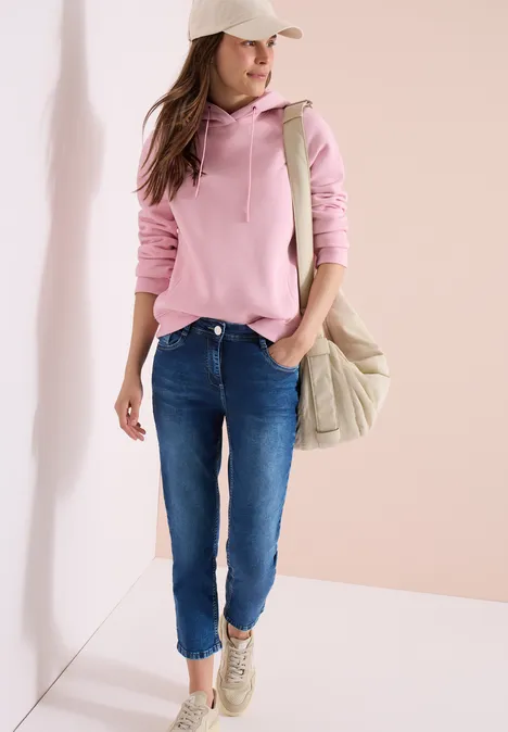 3/4 Slim Leg Jeans im Slim Fit mid blue used wash