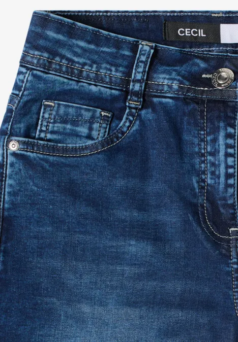 3/4 Slim Leg Jeans im Slim Fit mid blue used wash
