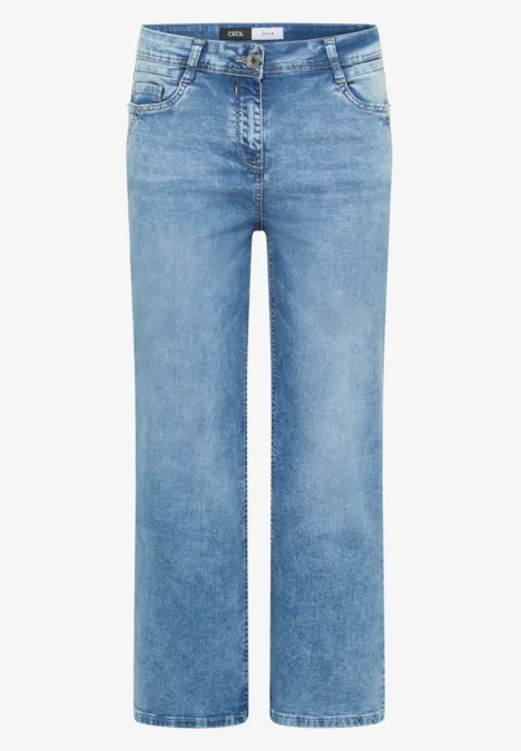 7/8 Wide Leg Jeans im Slim Fit light blue washed Helle, hoch sitzende Schlagjeans aus Denim mit dezenter Waschung und fünf Taschen.