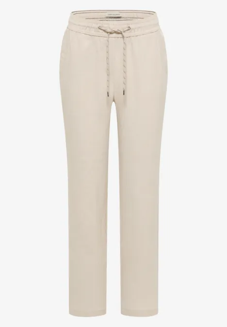 Slim Leg pantalon causal fit en lin macadamia beige