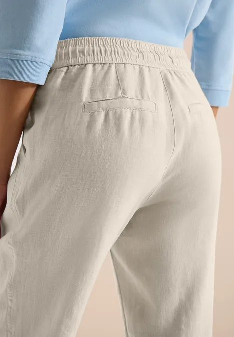 Slim Leg pantalon causal fit en lin macadamia beige Slim Leg pantalon causal fit en lin macadamia beige