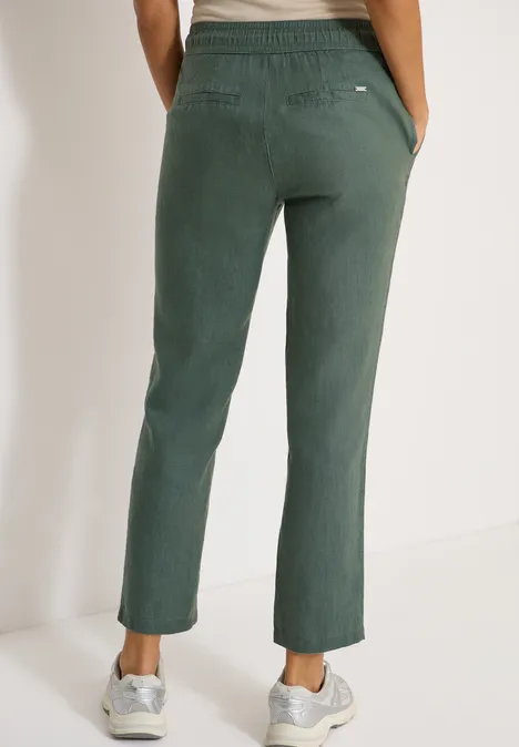 Slim Legs broek in causale pasvorm van linnen just khaki Slim Legs broek in causale pasvorm van linnen just khaki