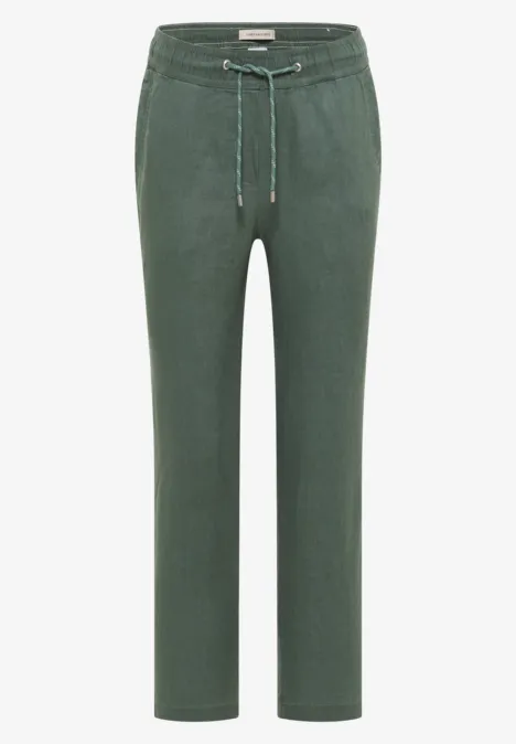 Slim Legs broek in causale pasvorm van linnen just khaki Slim Legs broek in causale pasvorm van linnen just khaki
