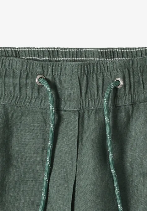 Slim Legs broek in causale pasvorm van linnen just khaki Slim Legs broek in causale pasvorm van linnen just khaki