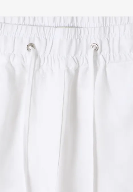Weißer Hosenbund mit elastischem Gummizug und Kordelzug