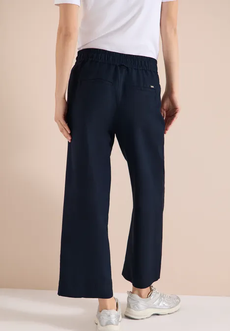 Wide Leg Hose im Loose Fit aus Leinenmix universal blue