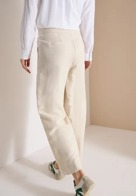 Wide Leg Hose im Loose Fit aus Leinenmix macadamia beige