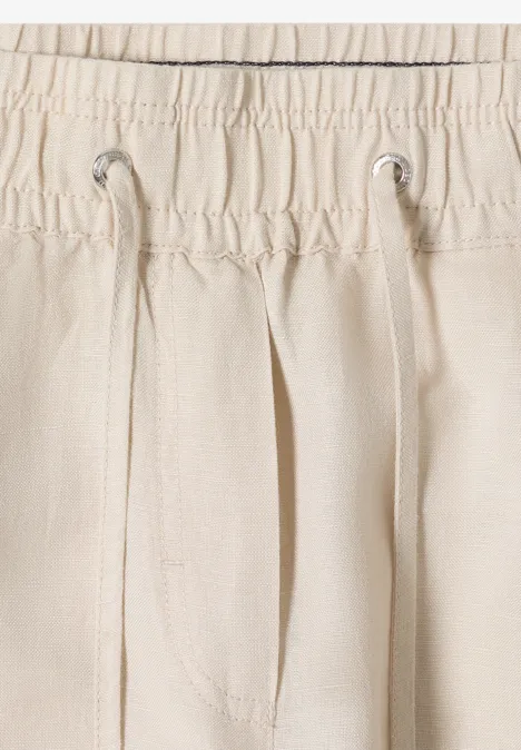 Wide Leg Hose im Loose Fit aus Leinenmix macadamia beige