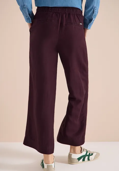 Wide Leg Hose im Loose Fit aus Leinenmix rich burgundy