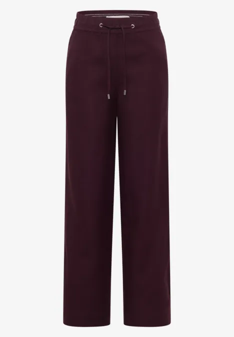 Wide Leg Hose im Loose Fit aus Leinenmix rich burgundy
