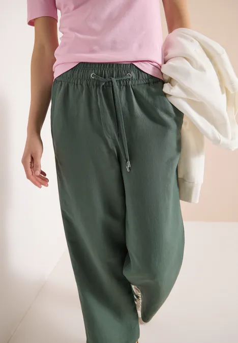 Wide Leg Hose im Loose Fit aus Leinenmix just khaki
