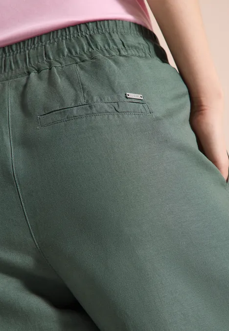 Wide Leg Hose im Loose Fit aus Leinenmix just khaki