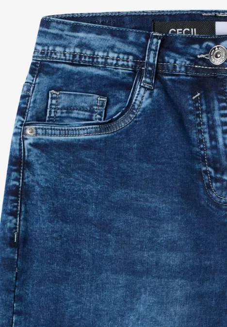 High Waist Wide Leg Jeans im Loose Fit mid blue used wash