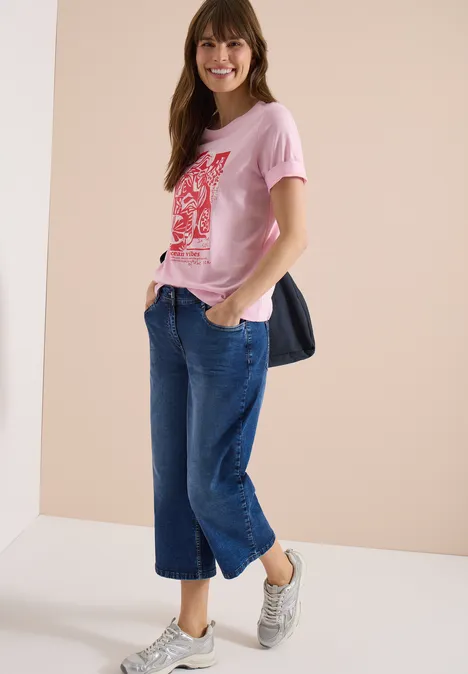 3/4 Wide Leg Jeans im Loose Fit Dark blue wash