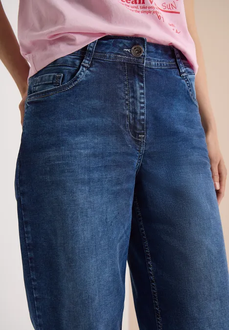 3/4 Wide Leg Jeans im Loose Fit Dark blue wash