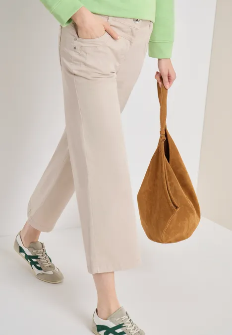 High Waist Wide Leg Hose im Loose Fit grain beige