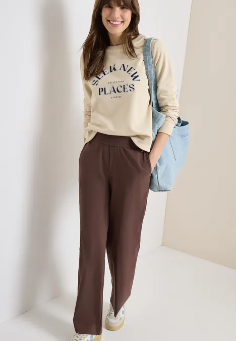 Pantalon High Waist Wide Leg en Loose Fit brown cacao Pantalon High Waist Wide Leg en Loose Fit brown cacao