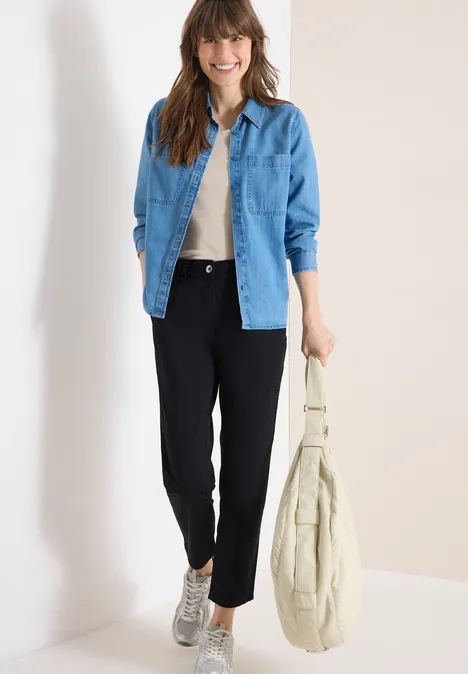 Mid Waist Slim Leg Hose im Casual Fit Black Mid Waist Slim Leg Hose im Casual Fit Black