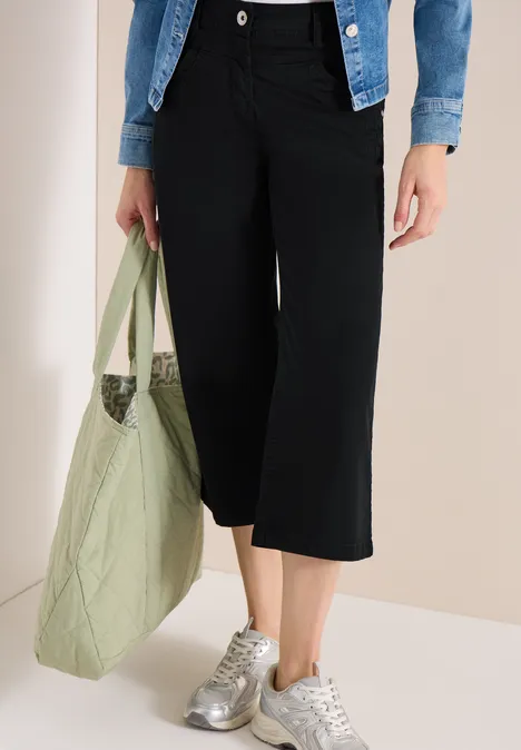 High Waist Flared Leg Pantalon Loose Fit Black