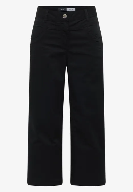 High Waist Flared Leg Pantalon Loose Fit Black