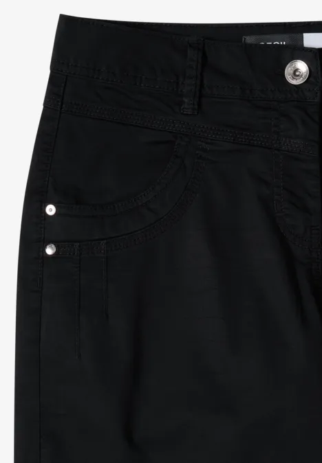 High Waist Flared Leg Pantalon Loose Fit Black