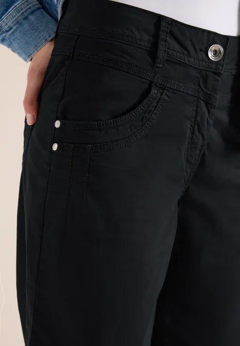 High Waist Flared Leg Pantalon Loose Fit Black