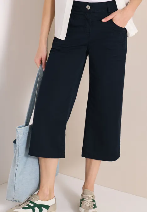 High Waist Flared Leg Pantalon Loose Fit universal blue