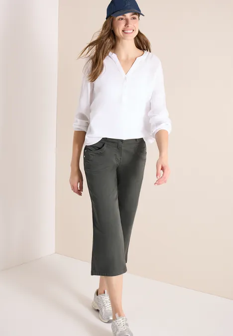 High Waist Flared Leg Pantalon Loose Fit clear khaki High Waist Flared Leg Pantalon Loose Fit clear khaki