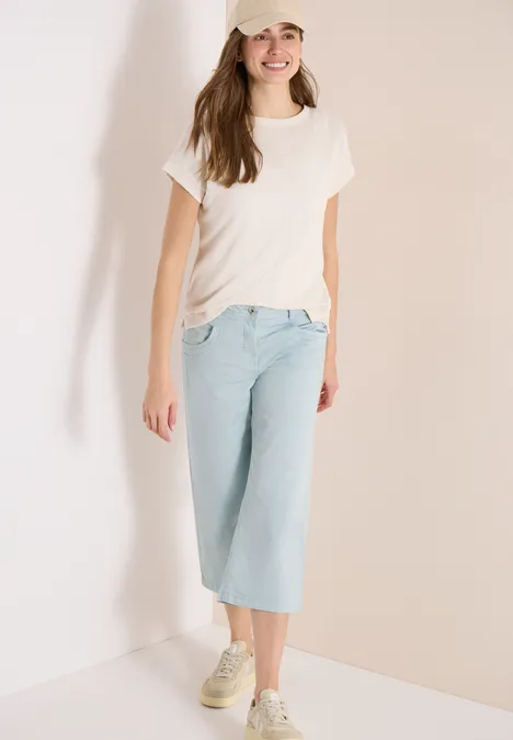 High Waist broek met uitlopende pijpen in Loose Fit diamond blue