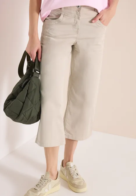 High Waist Flared Leg Pantalon Loose Fit grain beige