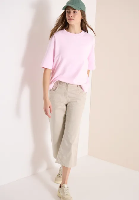 High Waist Flared Leg Pantalon Loose Fit grain beige