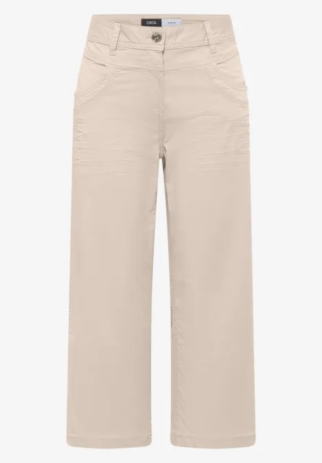 High Waist Flared Leg Pantalon Loose Fit grain beige