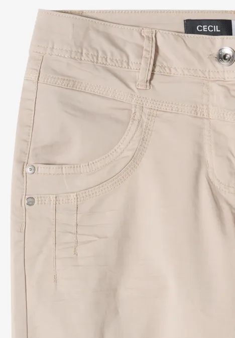 High Waist Flared Leg Pantalon Loose Fit grain beige