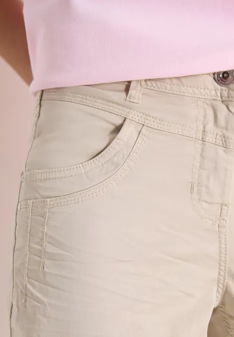 High Waist Flared Leg Pantalon Loose Fit grain beige