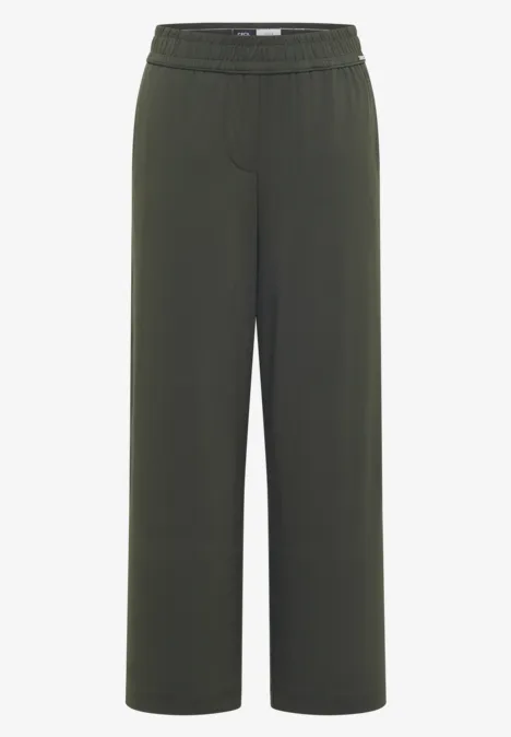 Grüne, locker sitzende Hose mit weitem Bein und elastischem Bund.