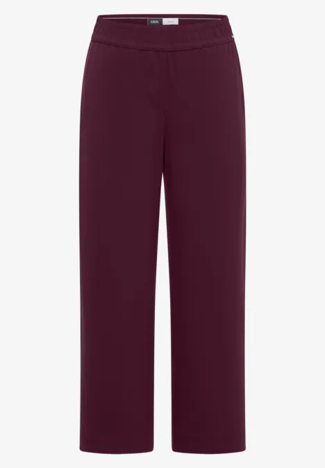 Bordeauxrode joggingbroek met rechte pijpen en hoge taille voor een ontspannen look.