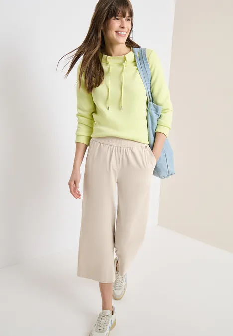 High Waist Wide Leg Hose im Loose Fit grain beige